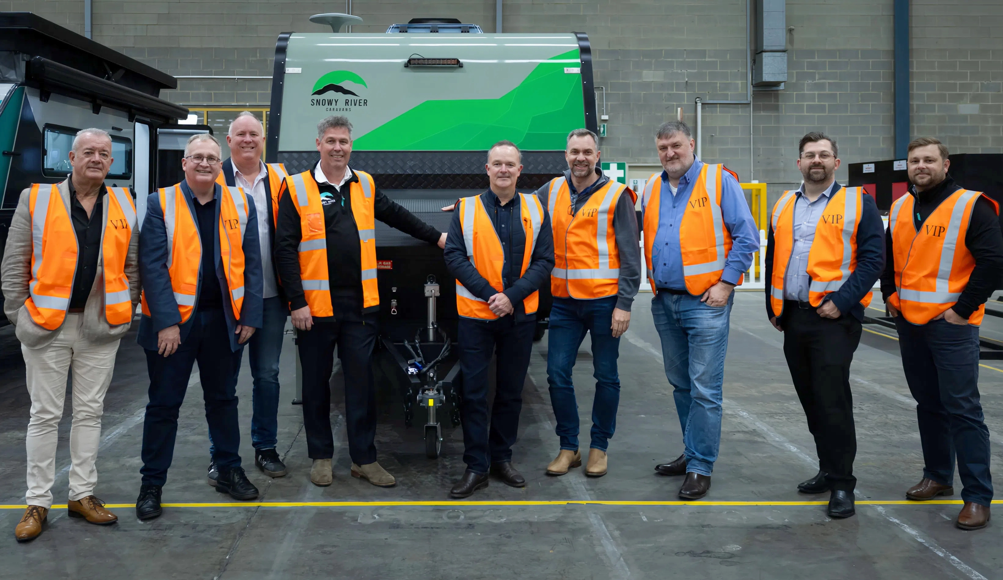 Leaders from the Australian RV industry formed a group to visit the New Goliath Snowy River factory and highly praised the world-class manufacturing standards.